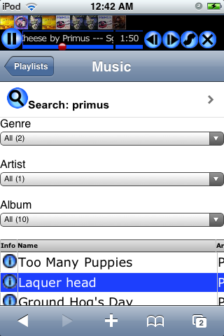 playlist browse and search
